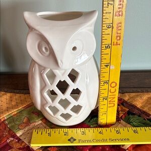 White Ceramic Owl Candle Holder